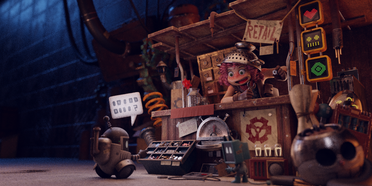 Blender Open Data, junkshop scene, GPU render